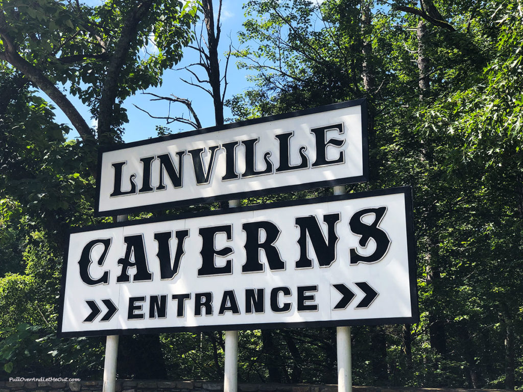 Sign at the entrance of Linville Caverns in Linville NC