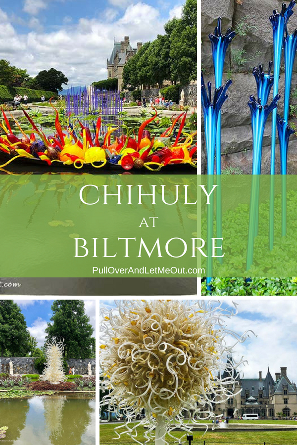 Chihuly At Biltmore is a magnificent art exhibition of works by renowned artist, Dale Chihuly. #PullOverAndLetMeOut #ChihulyAtBiltmore #Travel #BiltmoreEstate #Asheville #ChihulyArtGlass #art #exhibition #glassart #VisitNC #VisitAsheville