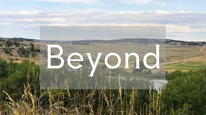 Montana prairie with the word "beyond" written across it